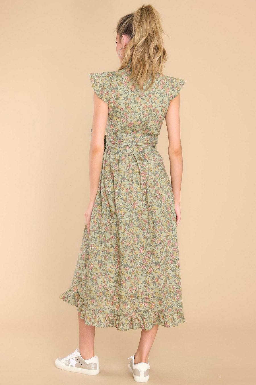 Clothing Victoria Dunn Midi Dresses | Mae Silver Birch Midi Dress Green