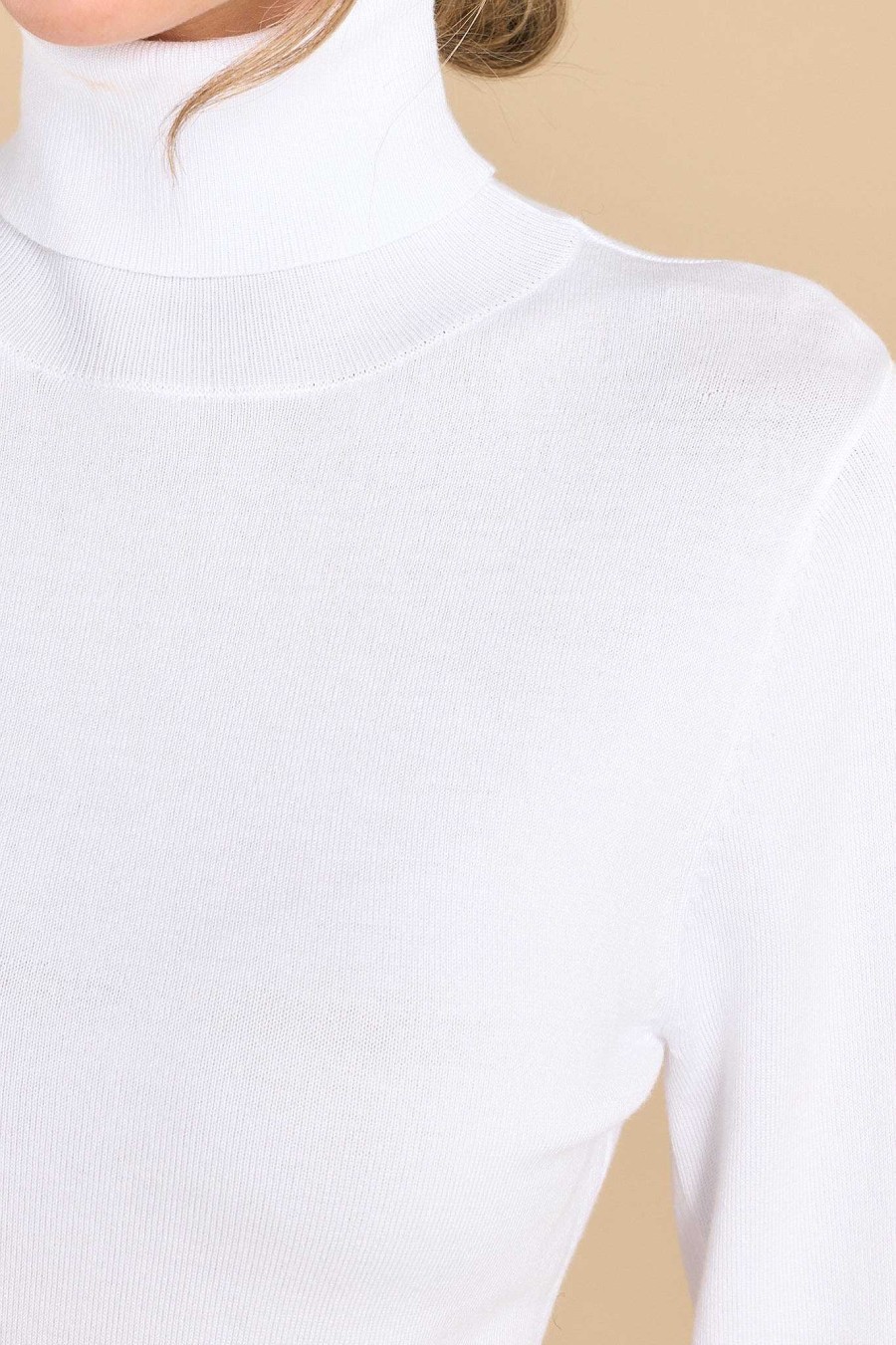 Clothing Red Dress Casual Tops | Comfortable Charm Turtleneck Sweater White