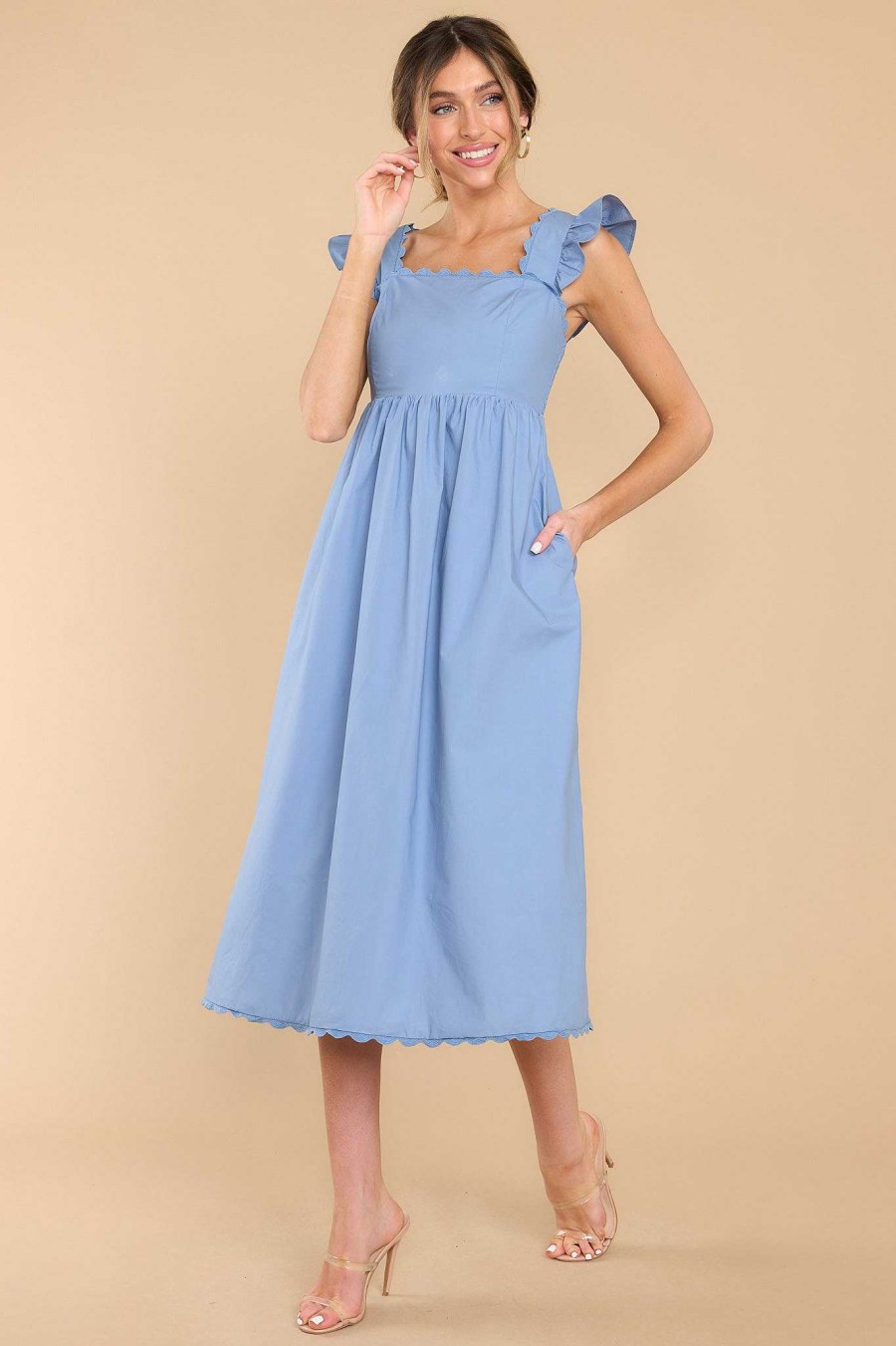 Clothing Red Dress Midi Dresses | Our Greatest Love Midi Dress Blue