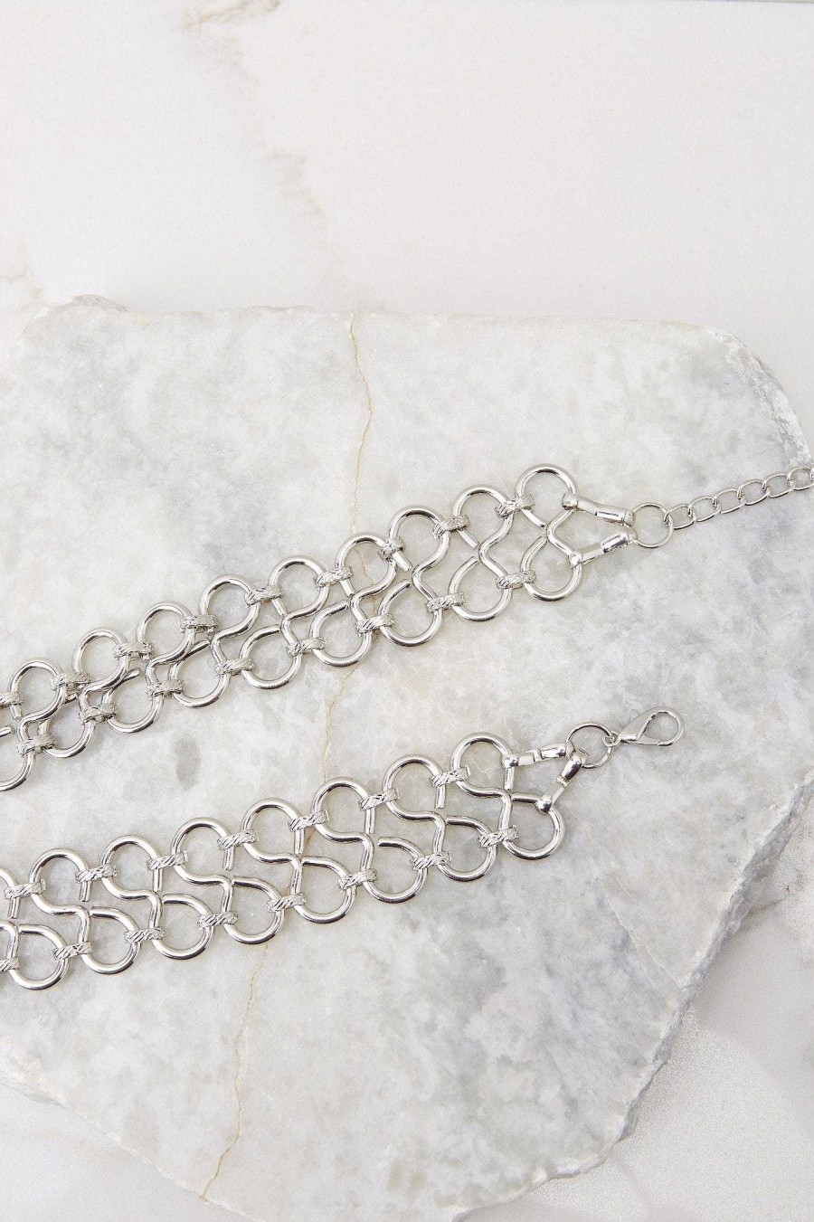 Accessories Red Dress Belts | Perfect Connection Chain Belt Silver