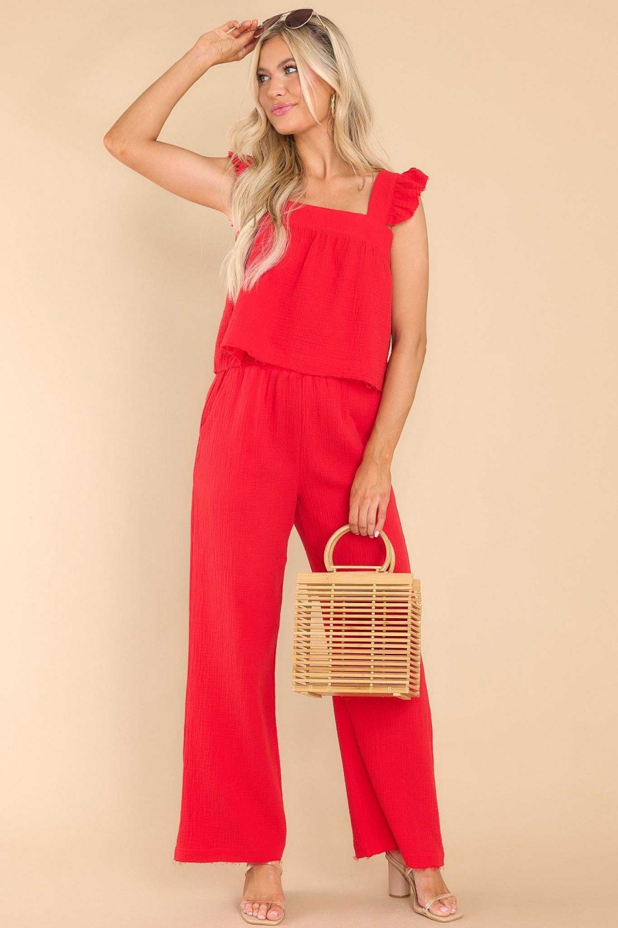 Clothing Red Dress Two Piece Sets | Sweet At Heart Two Piece Set Red