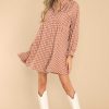 Clothing Aura Mini Dresses | Braver Than Belief Plaid Dress Brown