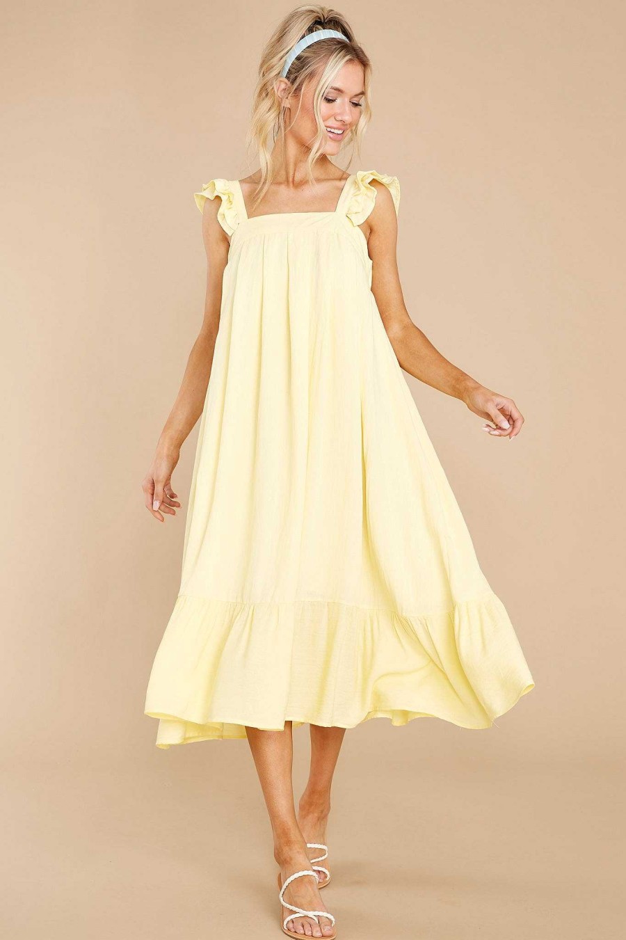 Clothing Red Dress Midi Dresses | So You Hear Sunshine Midi Dress Yellow