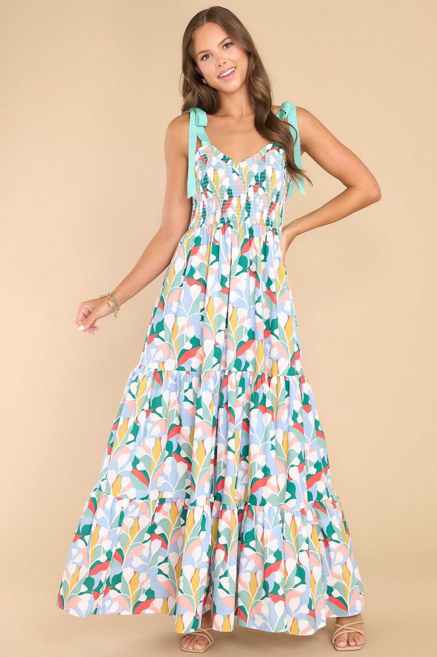 Clothing Aura Maxi Dresses | Wishing For You Multi Print Maxi Dress Sky Blue