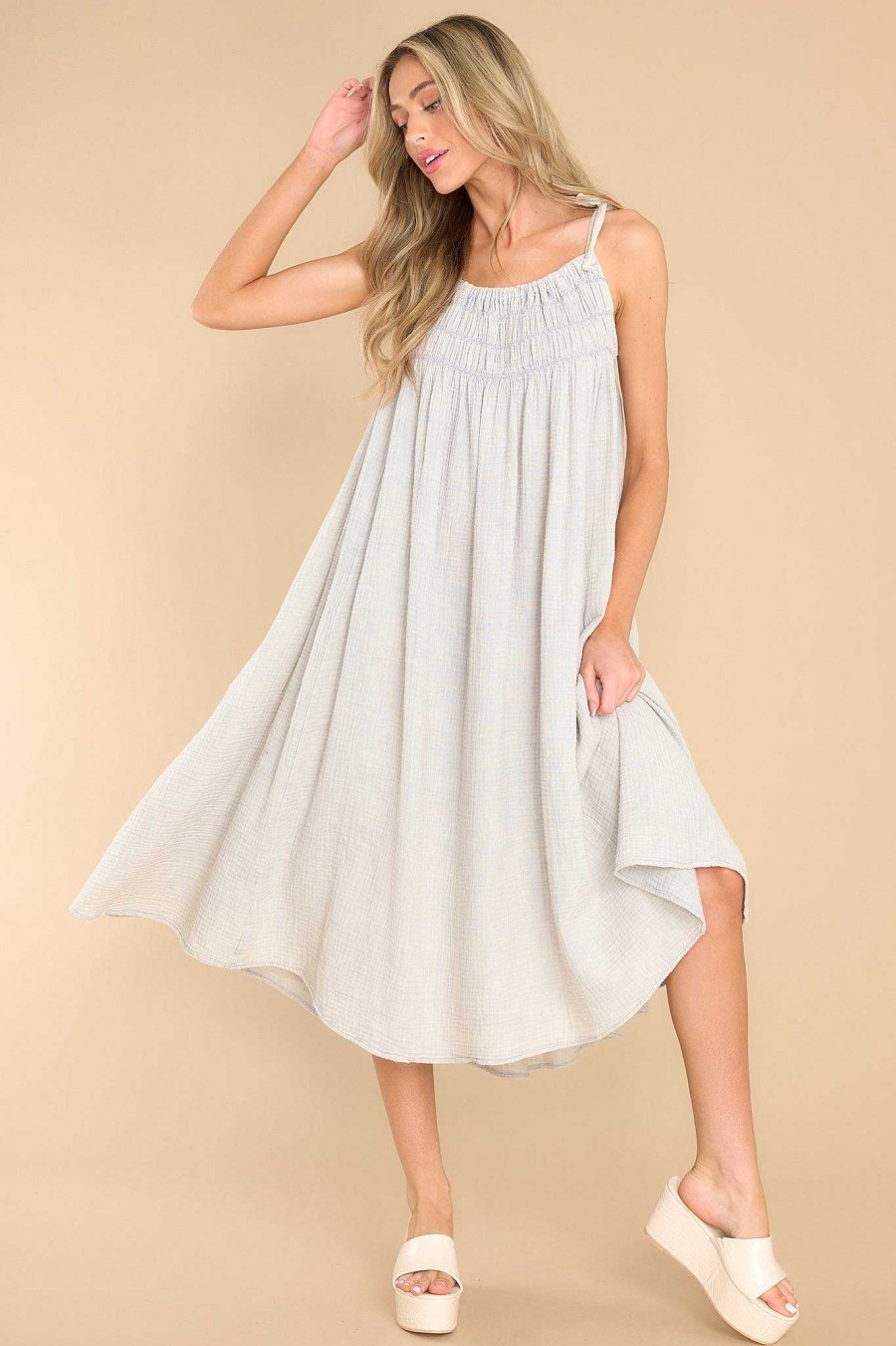 Clothing Red Dress Midi Dresses | First Things First Midi Dress Light Blue