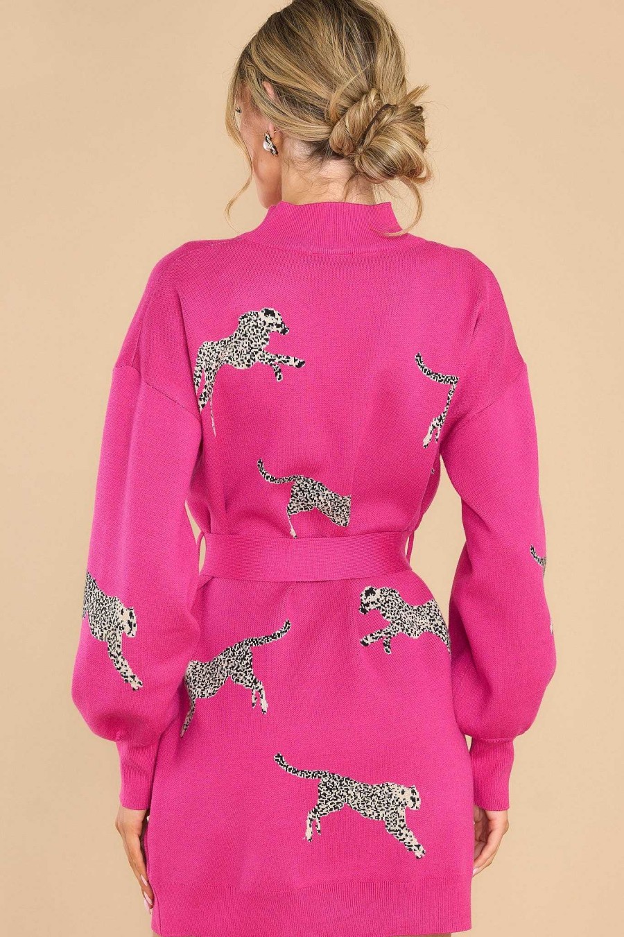 Clothing Red Dress Mini Dresses | Oh So Bold Sweater Dress Hot Pink