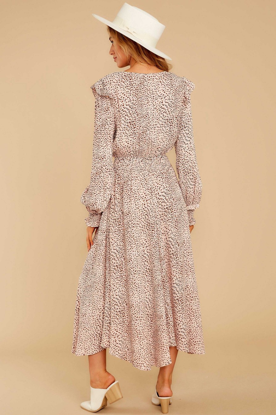 Clothing Red Dress Midi Dresses | On And On Print Midi Dress Pink