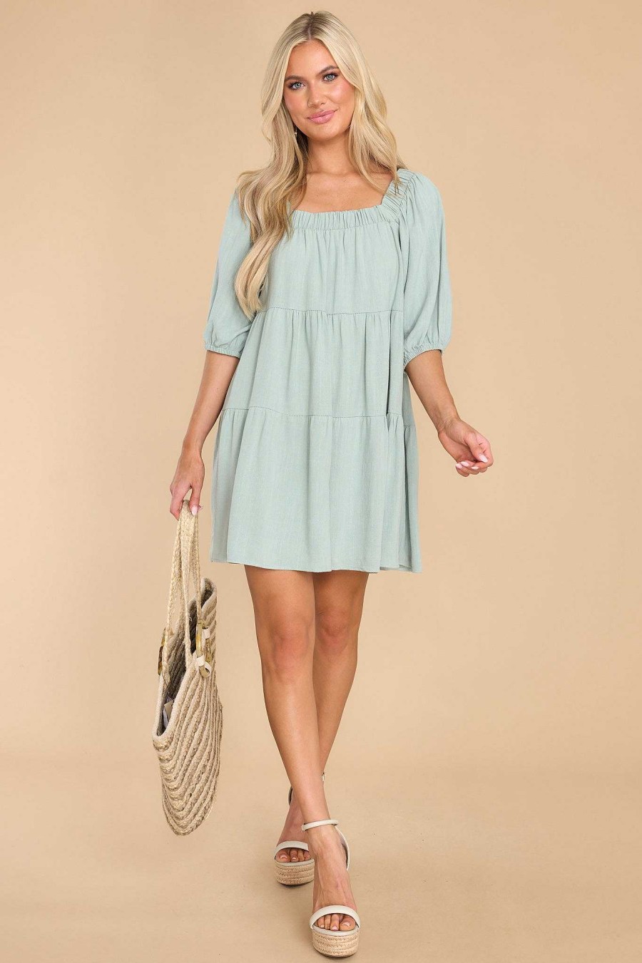 Clothing Red Dress Mini Dresses | Keep It Easy Dress Sage