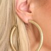 Jewelry Red Dress | Get To It Worn Hoop Earrings Gold