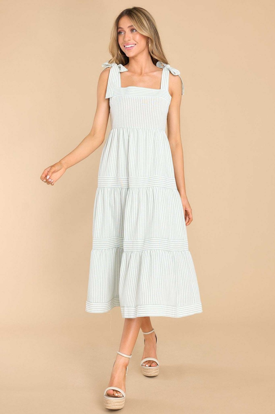 Clothing Red Dress Midi Dresses | At The Orchard Stripe Maxi Dress Sage