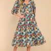 Clothing Olivia James The Label Midi Dresses | Georgia Fleur Multi Midi Dress Light Blue