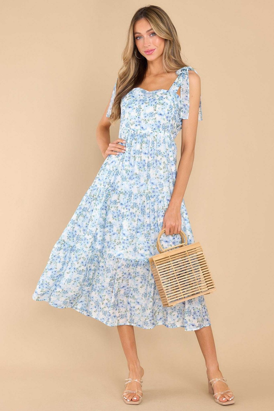 Clothing Red Dress Midi Dresses | To You From Me Midi Dress Blue Floral
