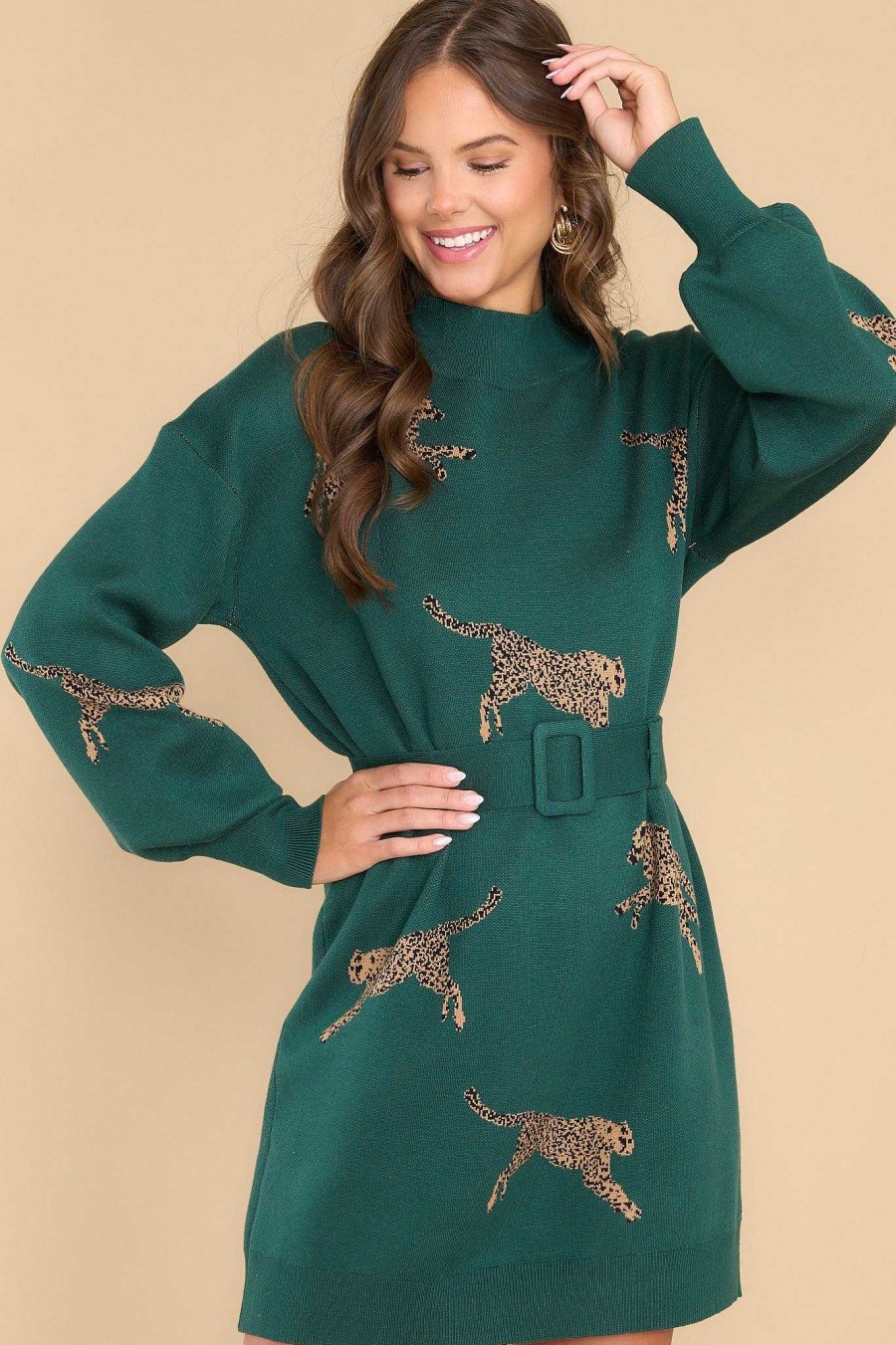 Clothing Red Dress Mini Dresses | Oh So Bold Hunter Sweater Dress Green