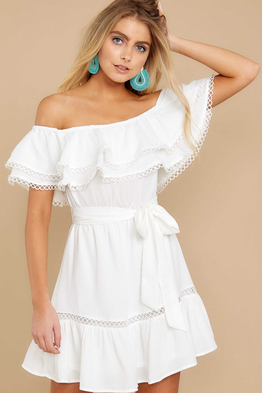 Clothing Red Dress Mini Dresses | It'S Your Love Off The Shoulder Dress White