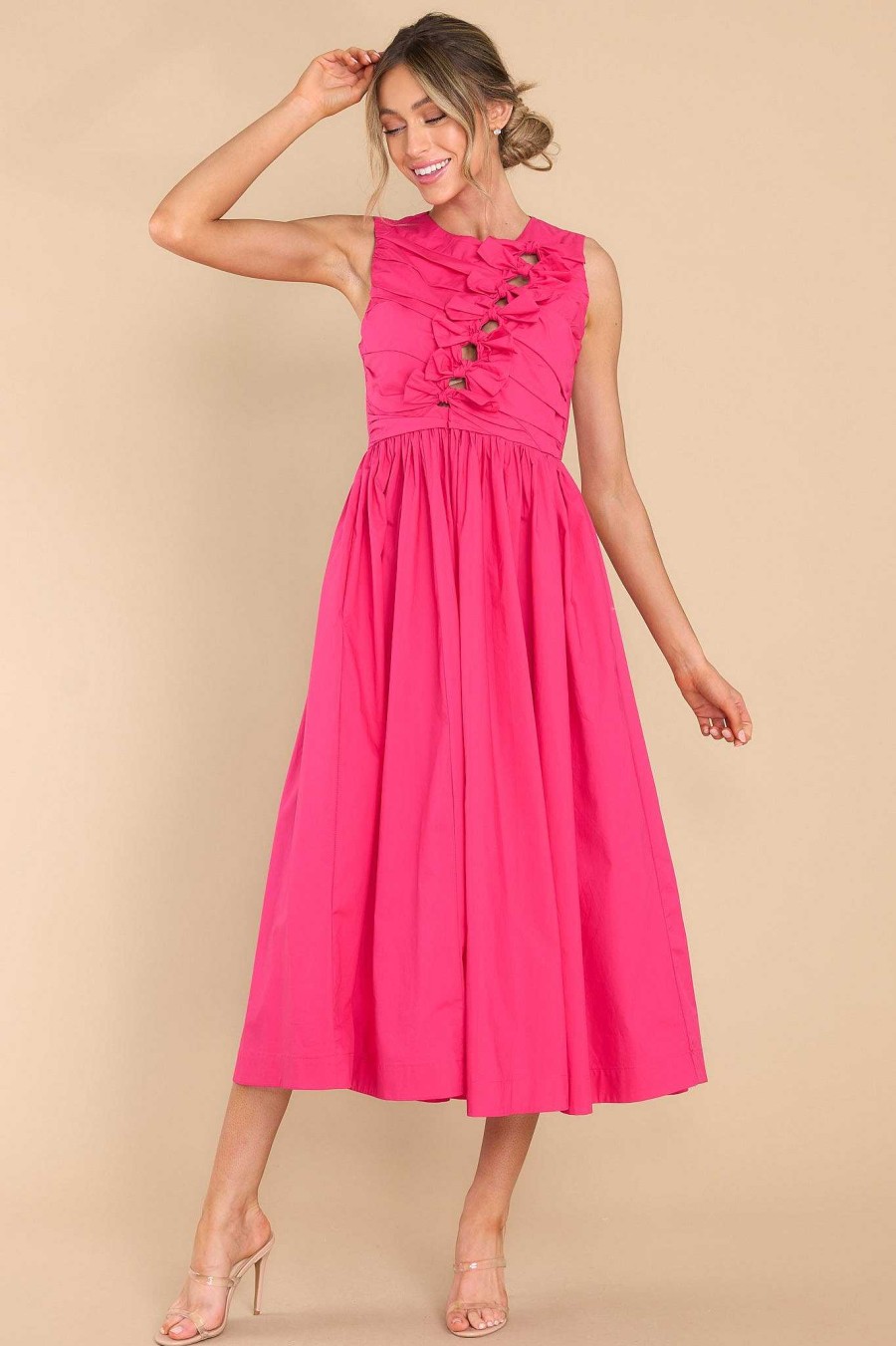 Clothing Red Dress Midi Dresses | Pretty And Perfect Midi Dress Fuchsia