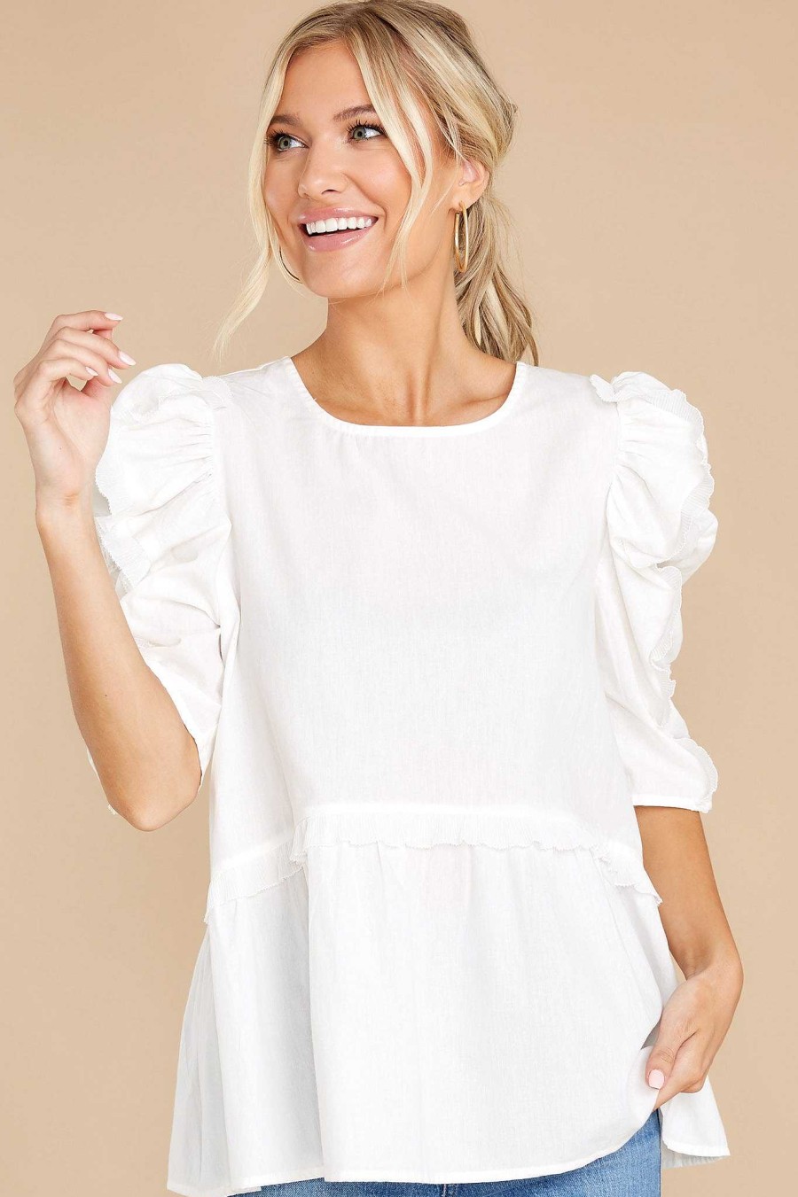 Clothing Red Dress Blouses & Shirts | Catch My Breath Top White