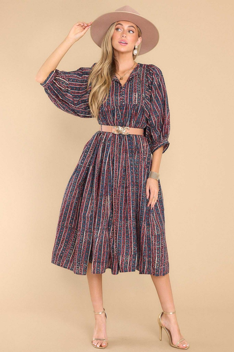 Clothing Victoria Dunn Midi Dresses | Clover Amber Maxi Dress Navy