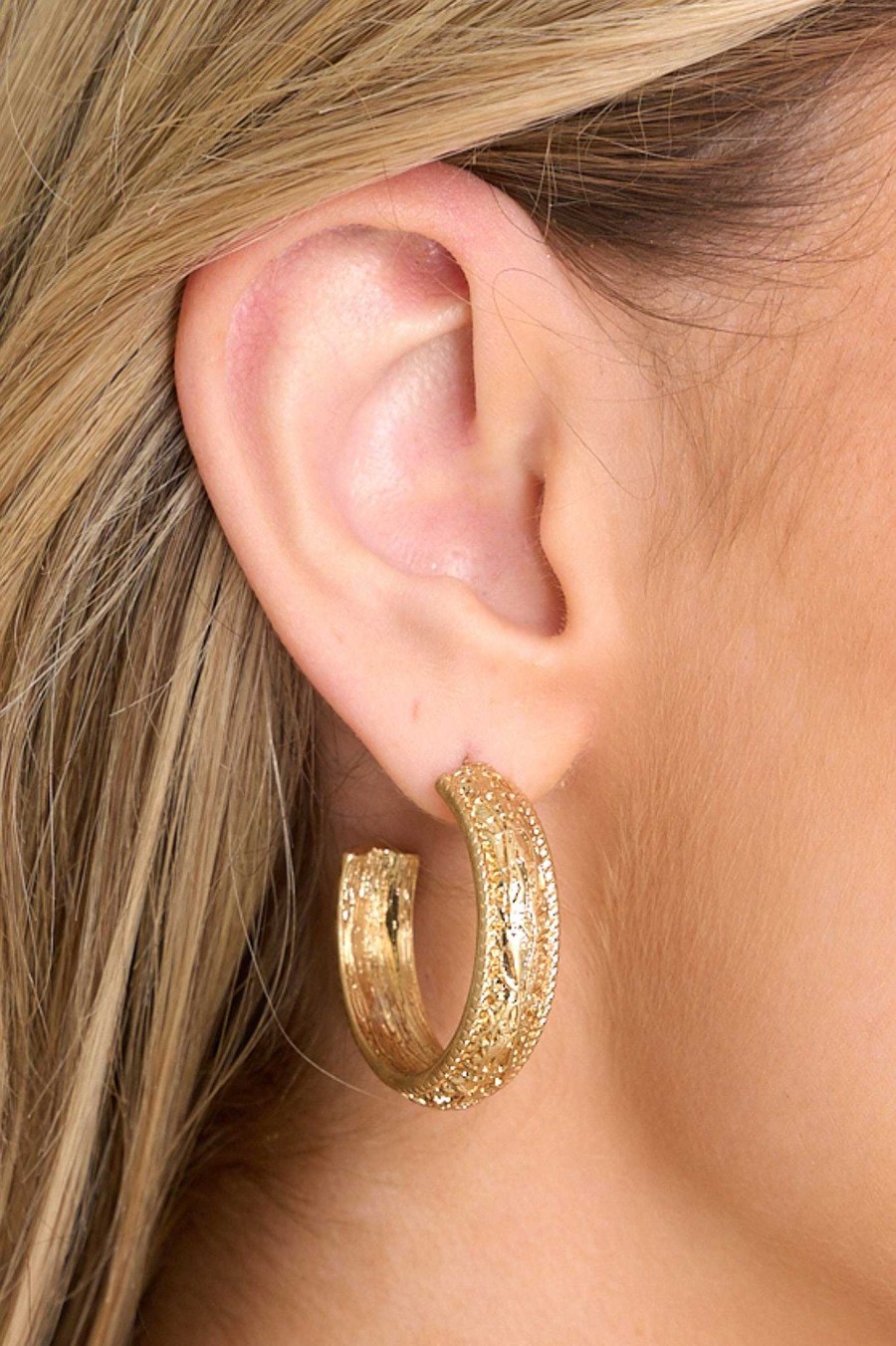 Jewelry Red Dress | On It Goes Hoop Earrings Gold