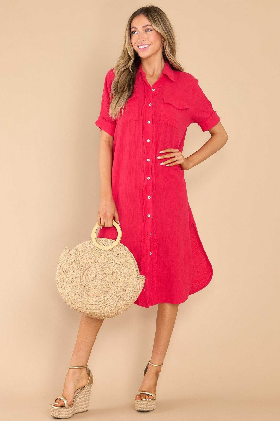 Clothing Red Dress Midi Dresses | Flawless And Free Midi Dress Red