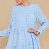 Clothing Red Dress Mini Dresses | In A Way Print Dress Light Blue