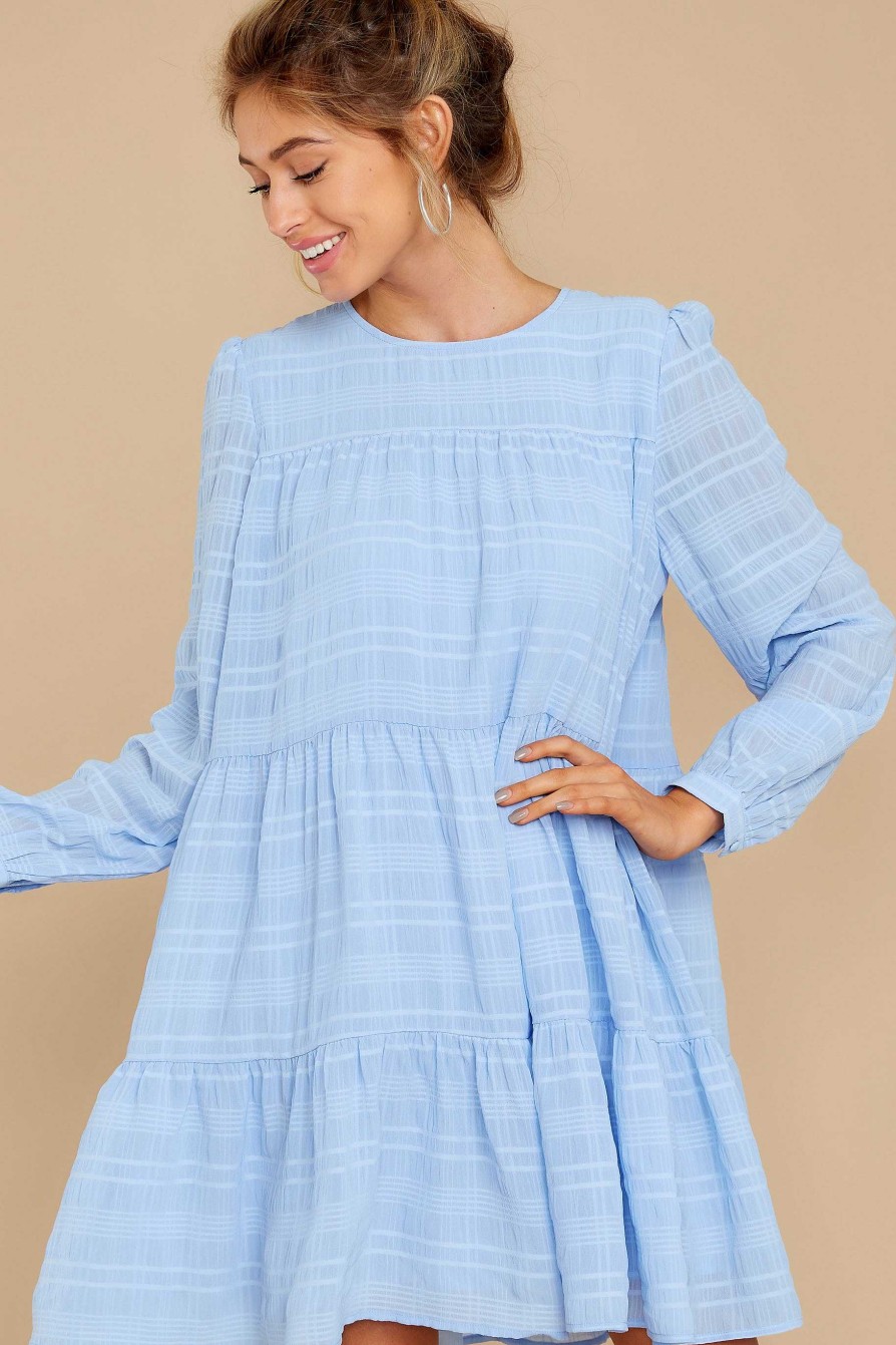 Clothing Red Dress Mini Dresses | In A Way Print Dress Light Blue