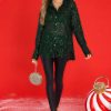 Clothing Red Dress Blouses & Shirts | Ready To Shimmer Top Hunter Green
