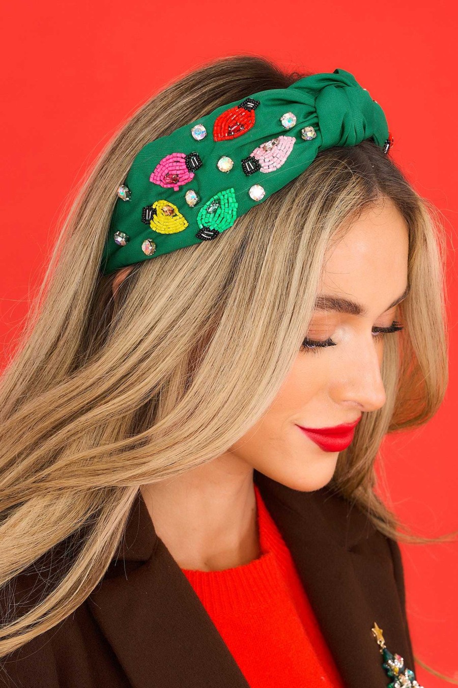 Accessories Red Dress Hair Accessories | Christmas Bulbs Headband Green