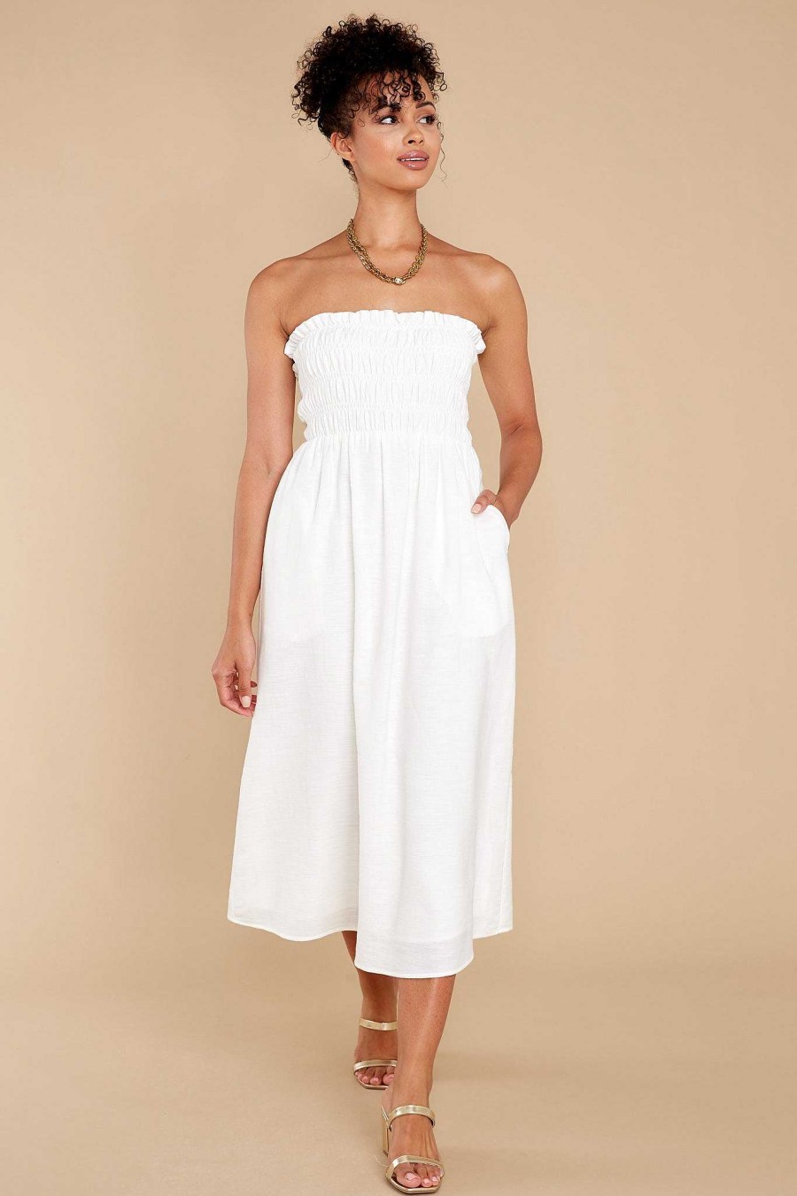 Clothing Red Dress Midi Dresses | Dancing By Moonlight Midi Dress White