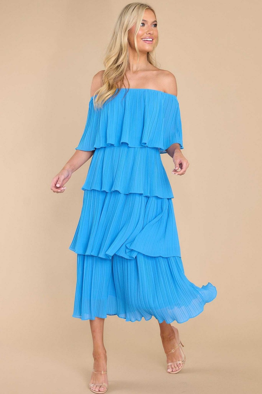 Clothing Red Dress Midi Dresses | See It Happen Midi Dress Blue