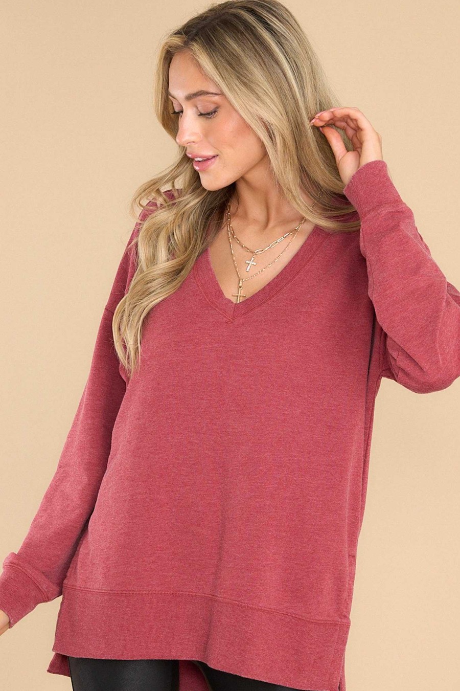 Clothing Z Supply Casual Tops | Modern V-Neck Weekender Ruby