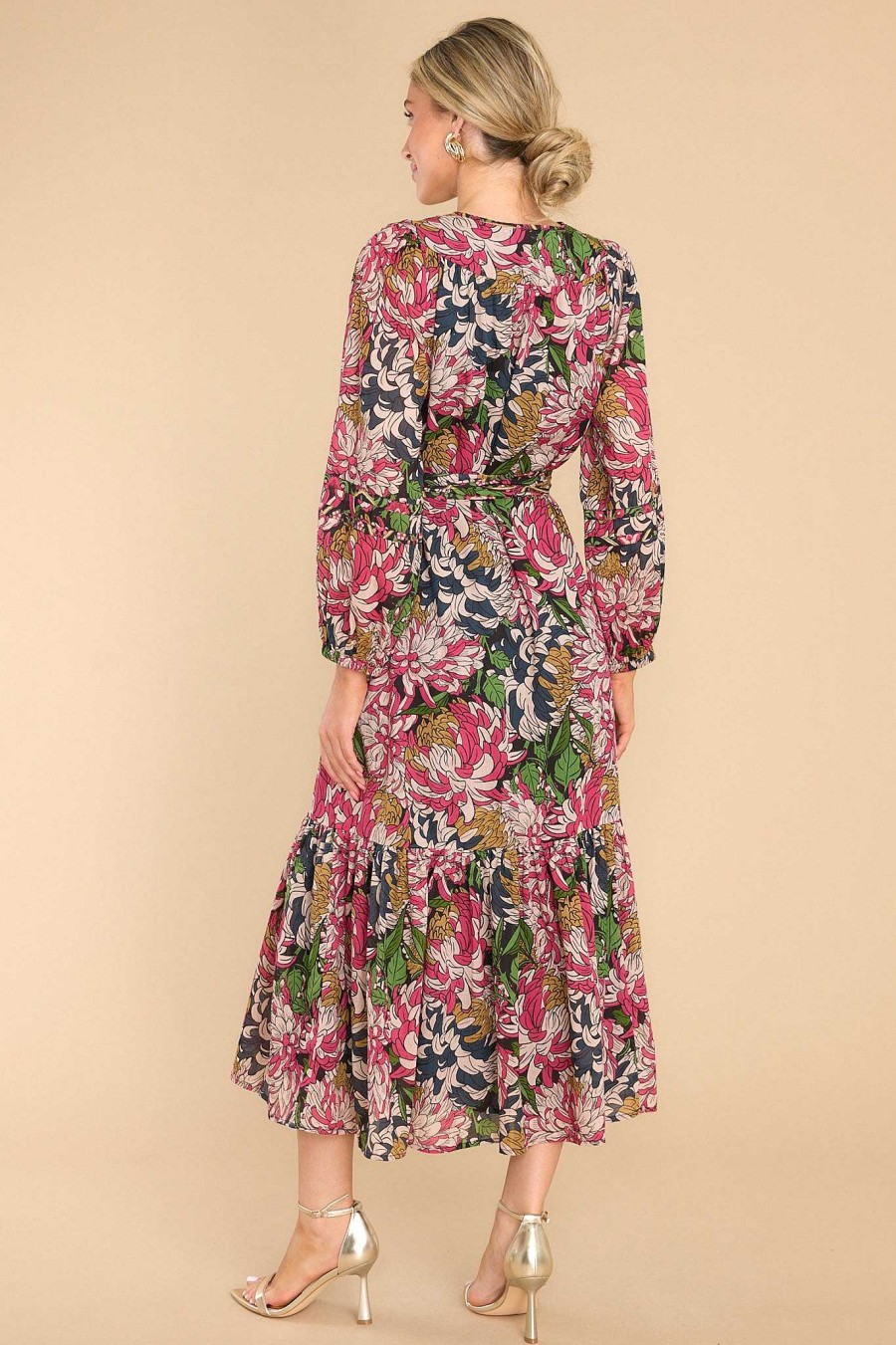 Clothing Olivia James The Label Midi Dresses | Maeve Peony Midi Dress Navy