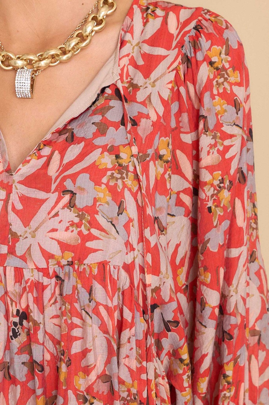 Clothing Red Dress Mini Dresses | All Dreamers Floral Print Dress Rust