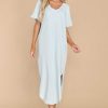 Clothing Z Supply Midi Dresses | Leia Light Turquoise Slub Midi Dress Light Blue