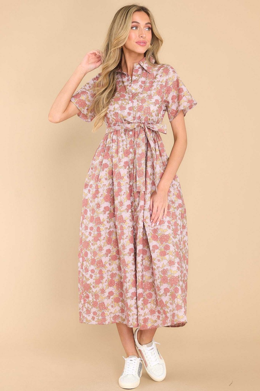 Clothing Victoria Dunn Midi Dresses | Scarlett Pastel Parchment Maxi Dress Pink