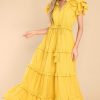 Clothing Aura Maxi Dresses | Ruffle Some Feathers Sunset Maxi Dress Yellow