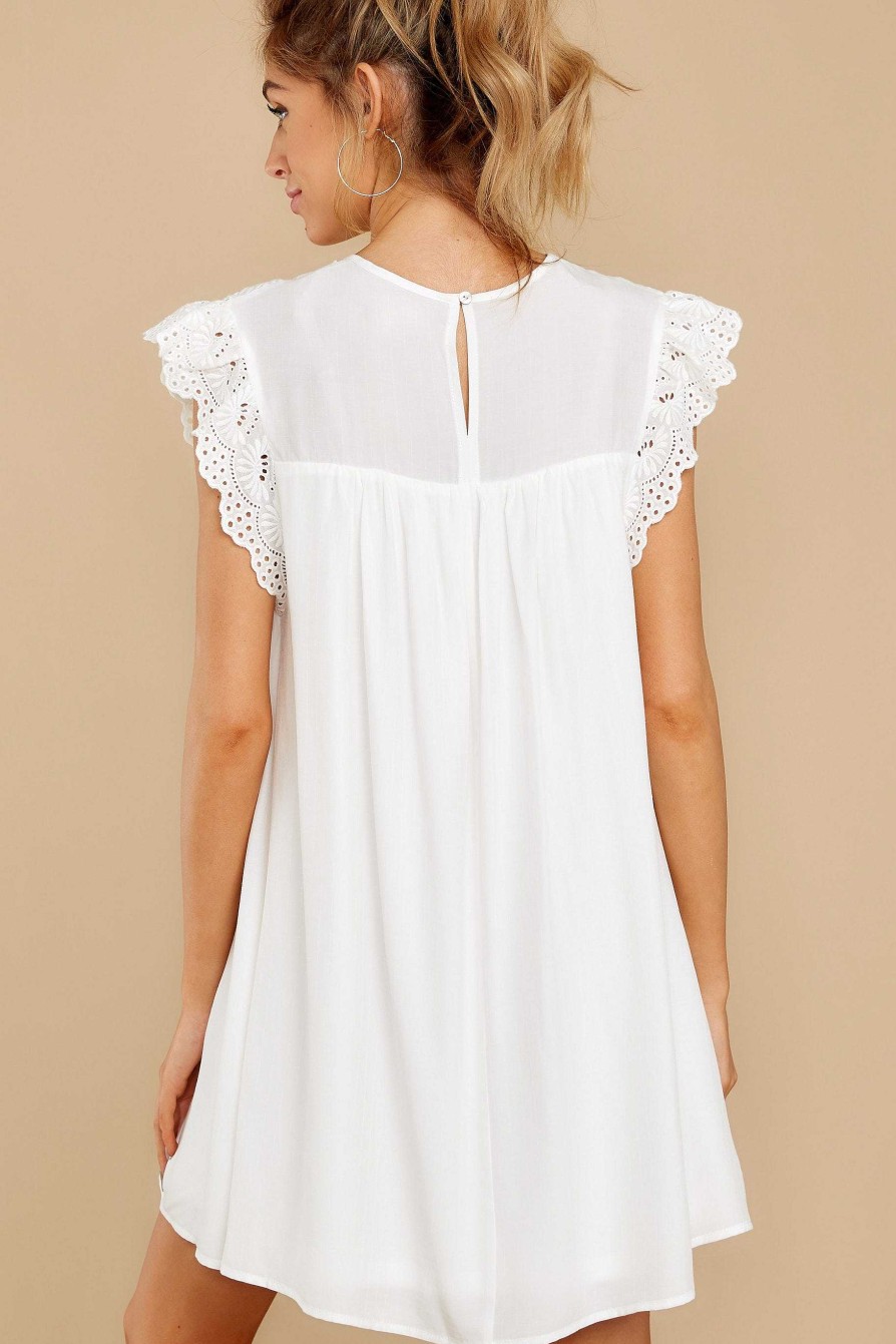 Clothing Red Dress Mini Dresses | Change Your Mind Off Eyelet Dress White