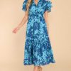 Clothing Olivia James The Label Midi Dresses | Delia In The Night Shadow Midi Dress Blue