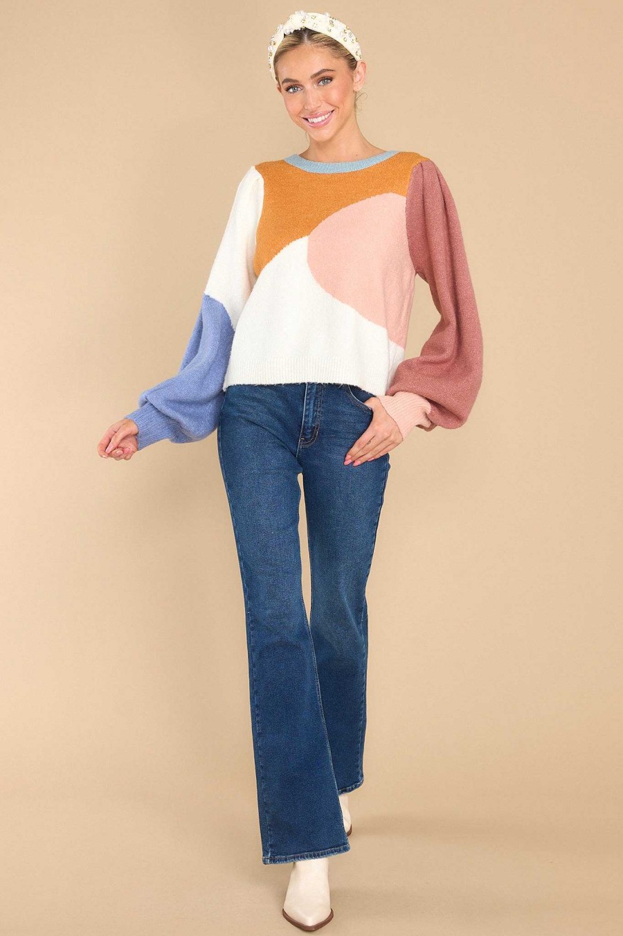 Clothing Red Dress Casual Tops | A Minute More Ivory Sweater Multi