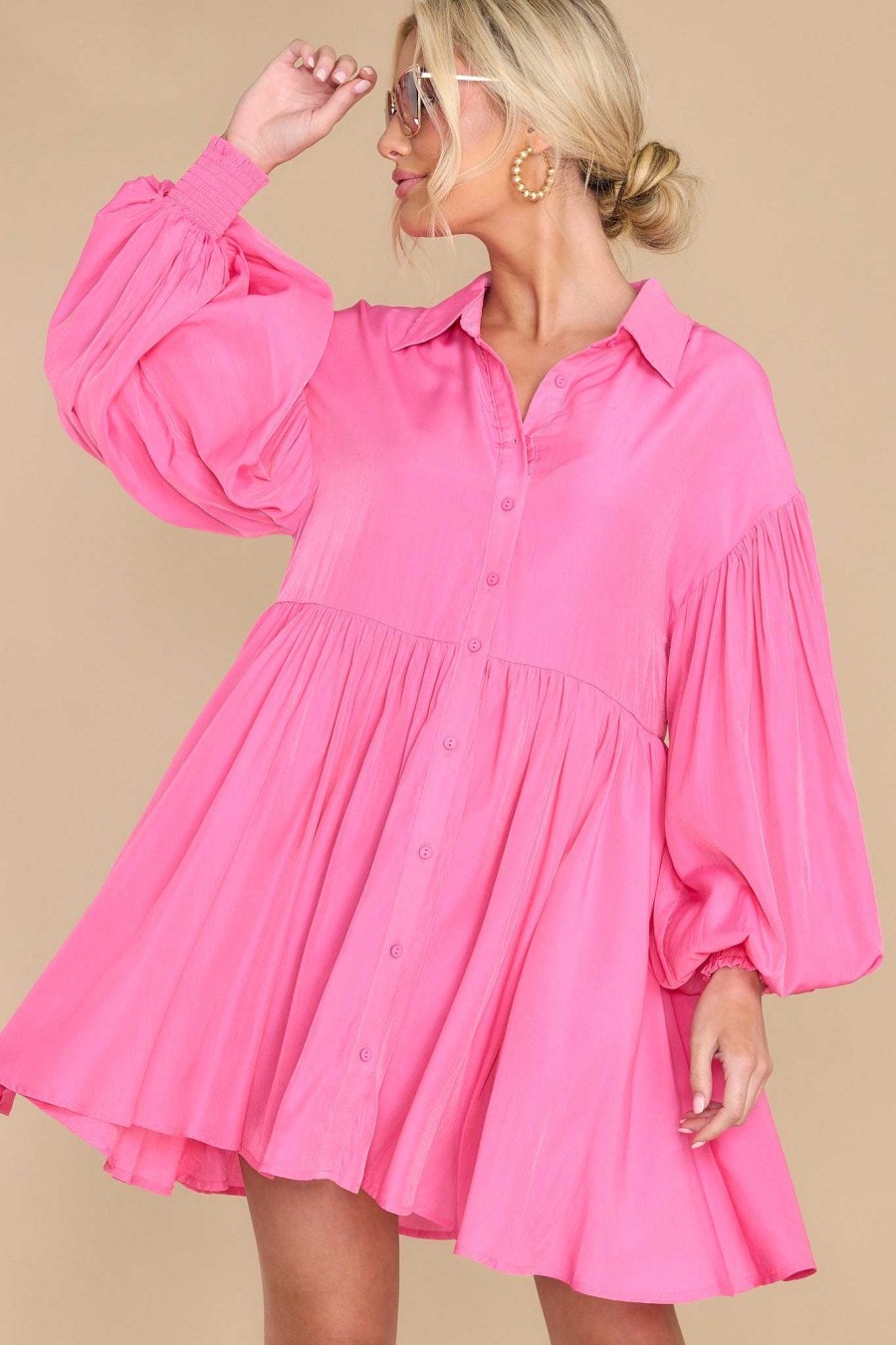 Clothing Palms Away Mini Dresses | Forget Your Troubles Dress Hot Pink