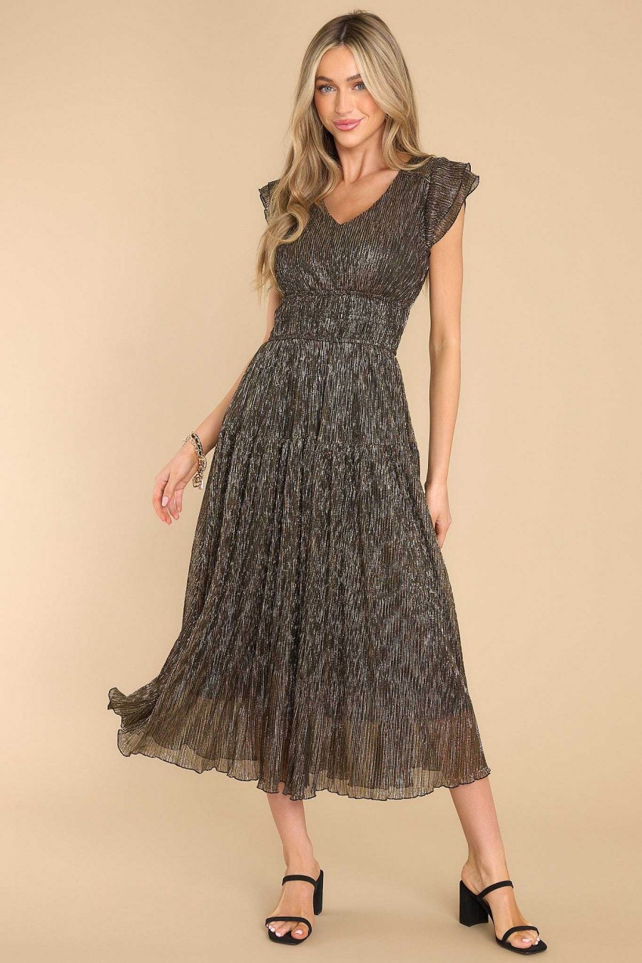Clothing Red Dress Midi Dresses | Beyond Iconic Midi Dress Gold