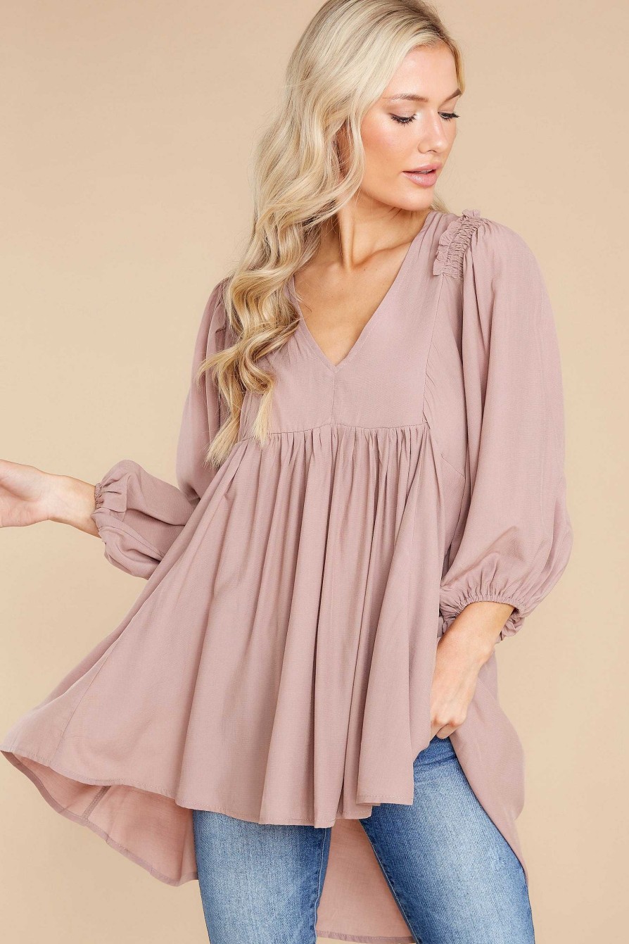 Clothing Red Dress Blouses & Shirts | Whatever It Takes Top Dusty Mauve