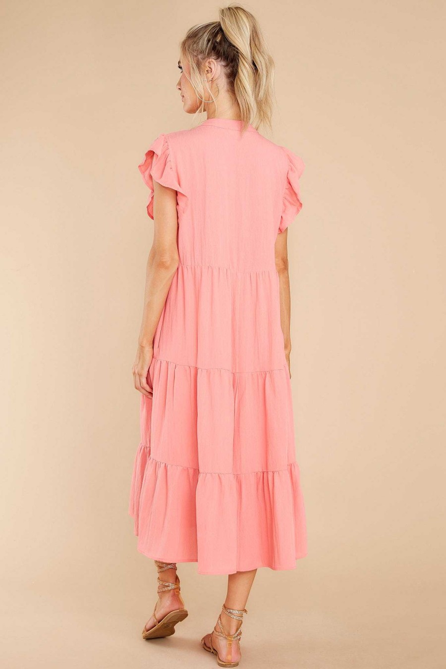 Clothing Red Dress Midi Dresses | Meaningful Ways Midi Dress Coral
