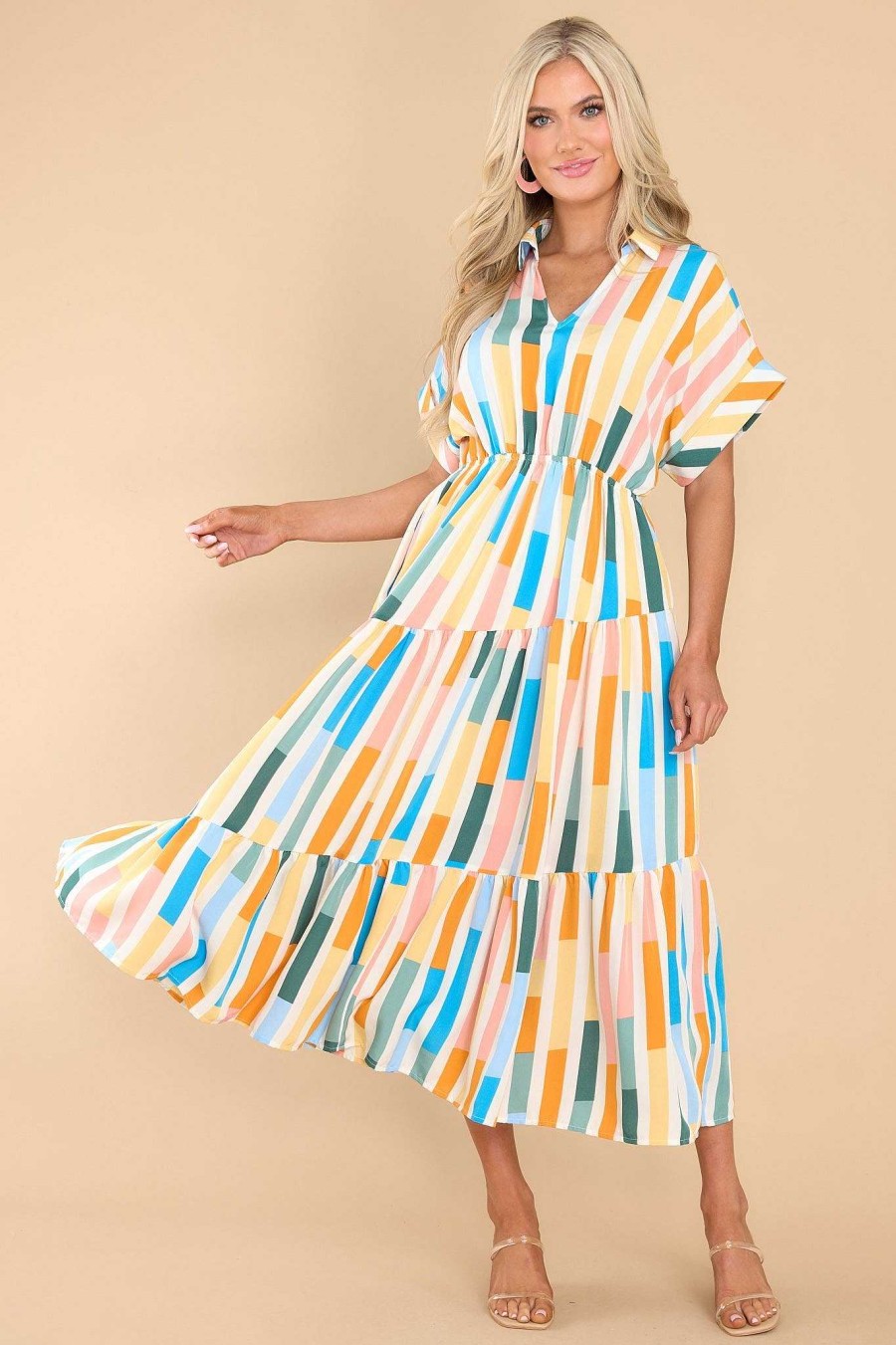 Clothing Red Dress Midi Dresses | In The Daylight Multi Print Maxi Dress Yellow