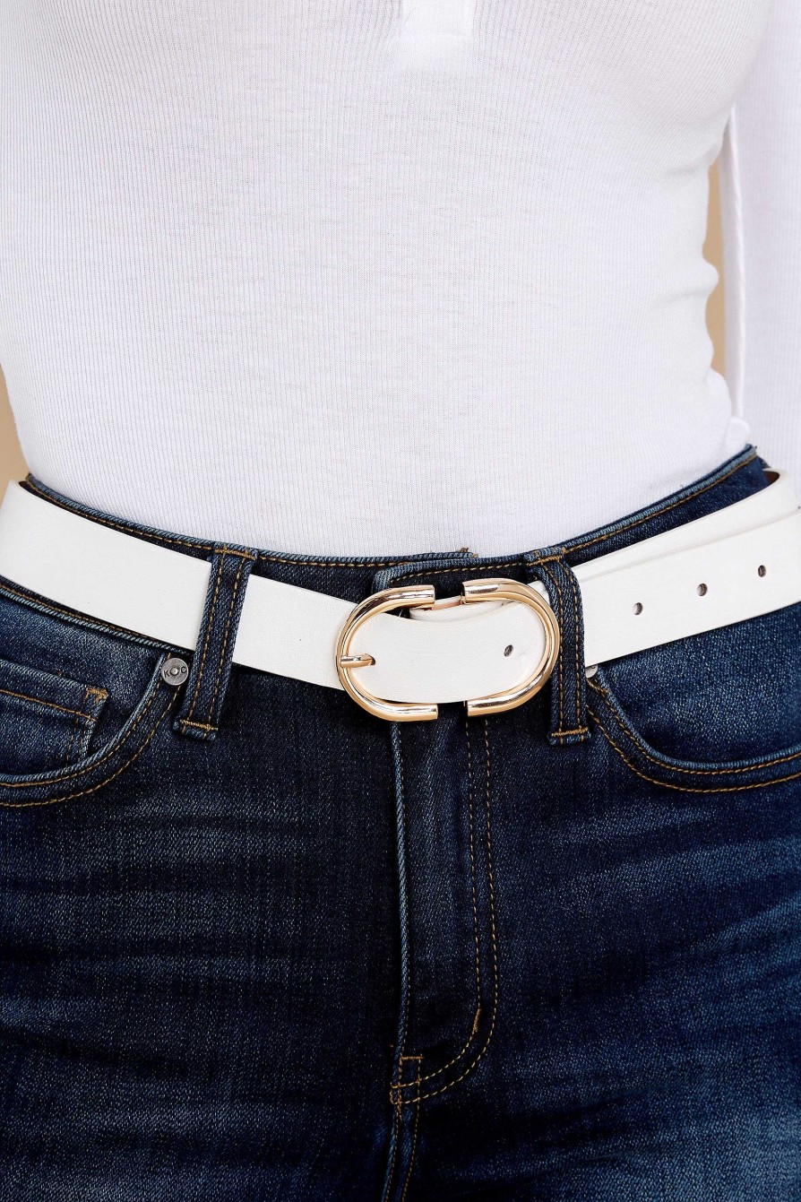 Accessories Red Dress Belts | Split Second Belt White