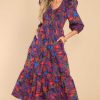 Clothing Red Dress Midi Dresses | Things Change Floral Midi Dress Navy