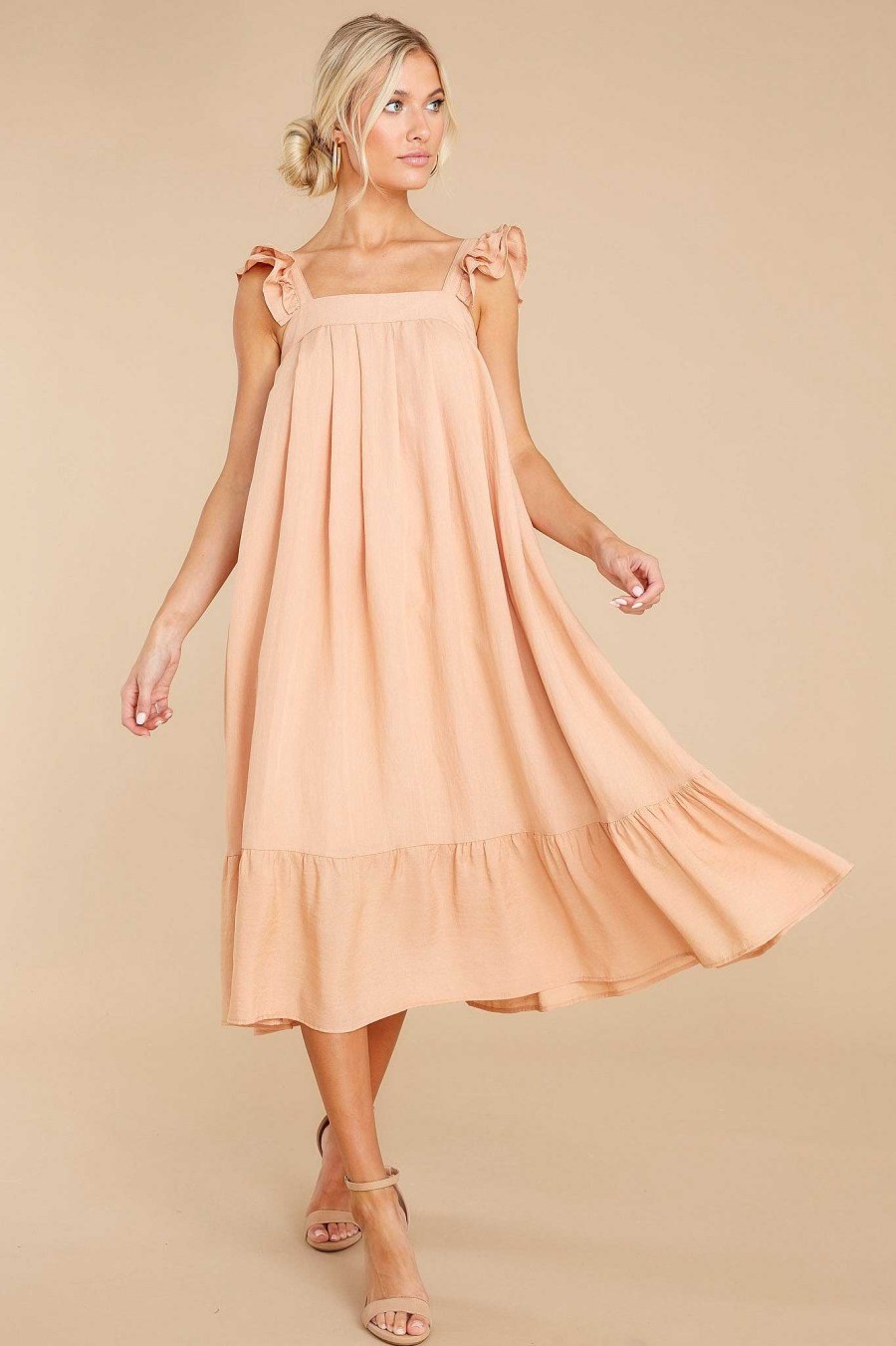 Clothing Red Dress Midi Dresses | So You Hear Midi Dress Antique Peach