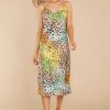 Clothing Red Dress Midi Dresses | Wild Streak Multi Leopard Print Midi Dress Peach