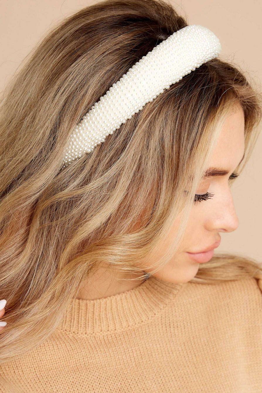 Accessories Red Dress Hair Accessories | Graceful Effect Pearl Headband White