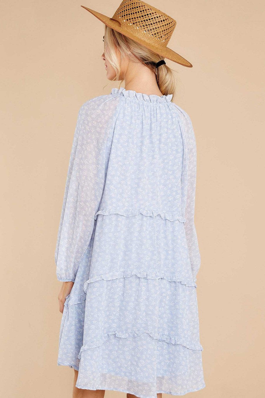 Clothing Red Dress Mini Dresses | Heavenly Hues Print Dress Light Blue