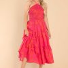 Clothing Red Dress Midi Dresses | Heating Up Print Midi Dress Fuchsia